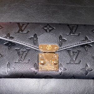 Black Monogram Envelope Clutch
